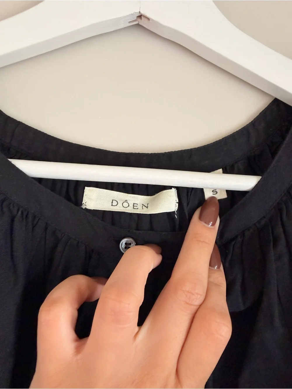 Doen June Top Black Puff Sleeve Blouse Size S